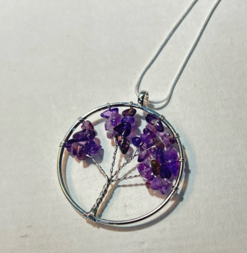 Amethyst Gemstones &ldquo;Tree Of Life&rdquo; .925 Necklace