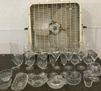 Fan (Tested and Works), Cups, & Dishes