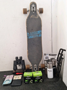 (1) Arbor Long Board, (2) 26" Slime Self Sealing Bike Inner Tubes & More