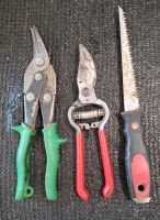 (1) Pair Of Tin Snips, (1) Pair Of Hand Pruners (2) Hay Hooks, (1) Drywall Saw & More - 2