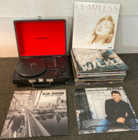 Crosley Record Player in a Briefcase & Records