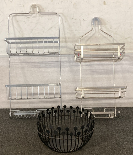 (2) Shower Racks And Decorative Bowl