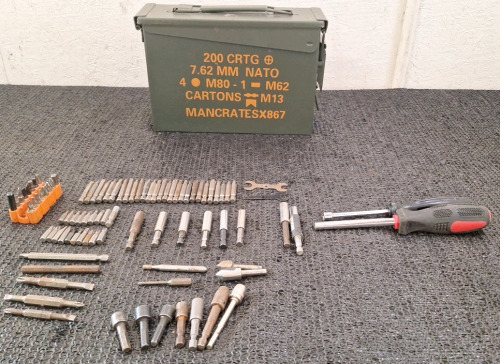 (1) Ammo Can & (2) Bit Drivers, (8) Bit Holders & Assorted Bits