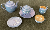 Colorful Wine Glass Set And Small Blue Tea Set - 6