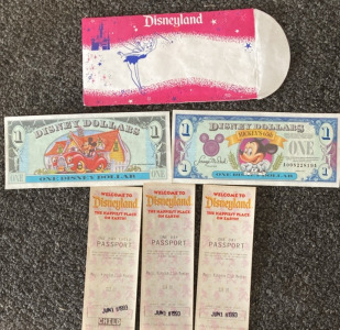 Disney Land 1993 Tickets & 2 Disney Dollers