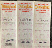 Disney Land 1993 Tickets & 2 Disney Dollers - 3