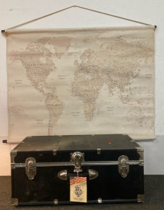 Military Box (Locked and Has Things Inside), & Vintage Map