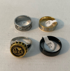 4 Rings: DAD Ring, Black Ring, I ❤️ Beer Ring, & Zero F*cks Ring