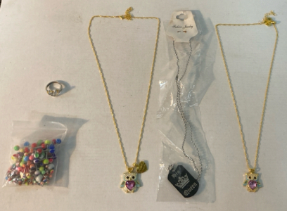 2 Owl Necklaces, Ring (Size 6), Queen Necklace