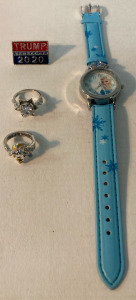 Frozen Watch, Two Rings (Size 5 & 6), & Trump 2020 Pin