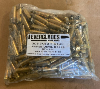 (250) Empty Primed Casings of .308