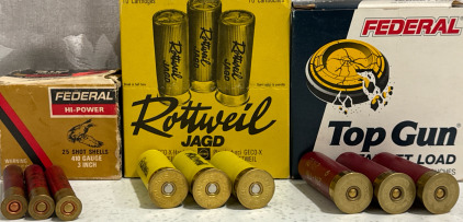(25) 12 Gauge 2-3/4&rdquo; 1-1/8 Oz 2-3/4 DR EQ 9 Shot Target Loads (20) 12 Gauge 2-1/2&rdquo; to 2-3/4&rdquo; No. 5 3mm Shotgun Shells (8) 410 Gauge 3&rdquo; 11/16 Oz 6 Shot Shells