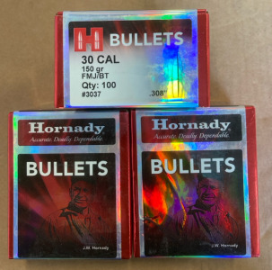 (300) 30 Caliber 150 Grain .308&rdquo; Hornady Full Metal Jacket Bullets