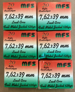 (120) Rounds of 7.62x39mm MFS Lead Core 126 Grain Full Metal Jacket