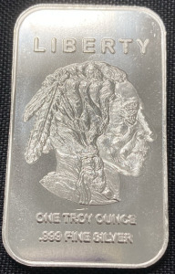 Liberty Native American/Buffalo 1 Troy Ounce .999 Fine Silver Bullion