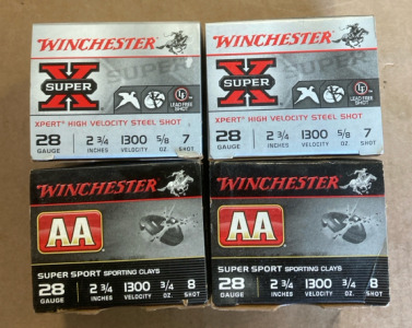 (50) Shells of 28 Guage 2 3/4&rdquo; Winchester Super X 7 Lead Shot (50) Shells of 28 Guage 2 3/4&rdquo; Winchester AA 8 Lead Shot