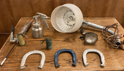 Horse Shoes, Vintage Lights, Oil Cans & More