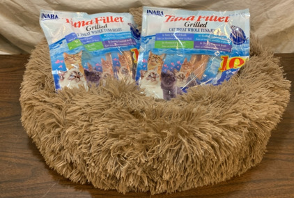 Pure&Easy Cat Bed & Inaba Tuna Fillet Cat Treats BB6-19-24