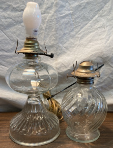 Vintage Oil Lamp & Glase Lamp