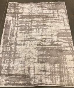 Bazaar Gilden Abstract Shag White And Grey Area Rug 5Ft 3in x 7ft 3in