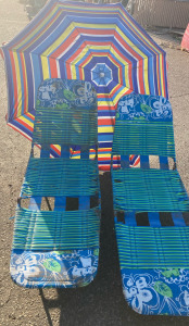Vintage Lounge Chairs & Big Umbrella