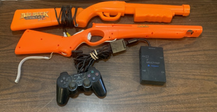 Big Buck Hunter Pro Controller , Wii Controller W/Gun Attachment, PS2 Controller & Sony MultiTap