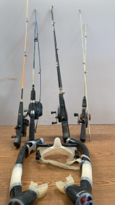 (1) Zebco Hot Reelz Pole (1) Unnamed Blue Pole (1) Shakespeare Pole (1) Johnny Walker Pole (2) Kapitol Reef Snorkels