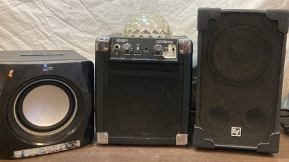 ILive Bluetooth Speaker-Powers on, ION House Party-Missing Power Cord, EV Speaker-Powers On