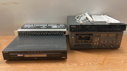 (1) Sony DVD/CD Changer (1) Samsung DVD Player (1) Air-Ant 1728 Ceiling Antenna (1) Multicom Pro-XL (1) TEAC Syncast