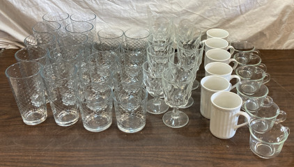 Variety Of Drinking Glasses, Coffee Cups & Wine Glasses