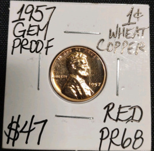1957 PR68RD Gem Proof Wheat Copper Penny