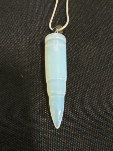 Bullet Shaped Opal Pendant .925 Sterling Silver Necklace