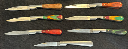 (7) Folding Toothpick Knives: Sheriff, Fire Fighter, Cowboy, Rancher, Farmer, Hunter & Biker