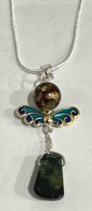 Kambaba Jasper Angel Pendant .925 Sterling Silver Necklace