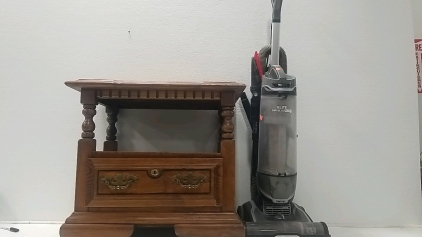 Wooden Nightstand, w/ Vaccum