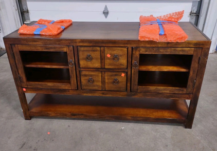 56 &frac14;"x 20"x 30" (Rustic Brown) Wooden Entertainment Center
