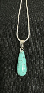 Turquoise Gemstone Waterdrop .925 Sterling Silver Necklace