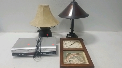(2) House Lamps, DVD/VCR Player, Wall clock azad