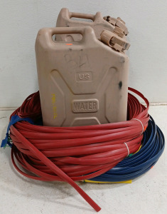 (2) US Water Containers - Plastic (3) T-Molding Trim - Red - Blue - Yellow - Unknown Length