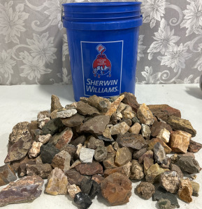 5 Gal. Bucket Rough Lapidary Rocks Including Opalized/Agatized Petrified Wood, Agates, Jasper, Chert & More!