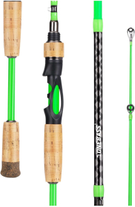 (1) 6&rsquo; 1.8m & (1) 7&rsquo; 2.1m OneBass Fishing Rod, 2-Piece Graphite Spinning/Casting Rod, Highly Sensitive & Strong Rod with Comfortable Cork Handles & Fighting Butt (Green)