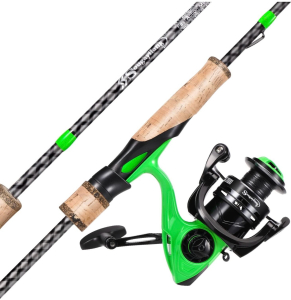 (2) 7&rsquo; 2.1m-2000 Sougayilang Fishing Rod Combo, Fast Action 2 Pieces Fishing Pole with Spinning Reel for Saltwater and Freshwater (Green & Black)