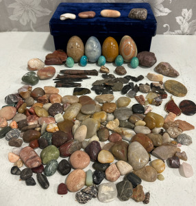 Collection Of Beautiful Polished & Rough Stones Including Mahogany Obsidian, Agate, Jasper & Many More!!