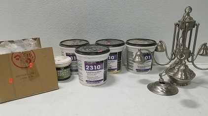 Flooring/Felt-back Adhesive, w/ Hanging Light fixture and parts
