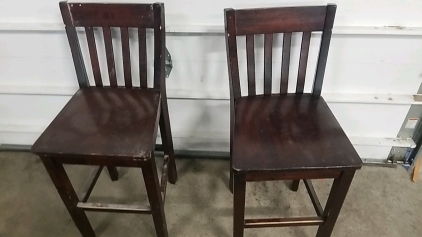 (2) Dark Brown wooden Chairs