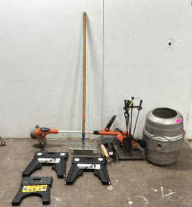 Black & Decker 18v Electric Weedeater (Needs Charger) (3) Folding Step Stool (1) Skil 3/4 Hp Ball/Needle bearings 3&rdquo;x18&rdquo; Belt & More