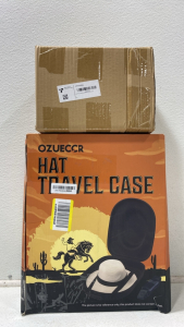 (1) Ozueccr Hat Travel Case (1) uitwmktg 2 pack ceramic raised cat food and water bowl set pink cute elevated whisker fatigue cat bowls for indoor cats tilted shallow cat bowl for flat face cats strawberry and pumpkin shape