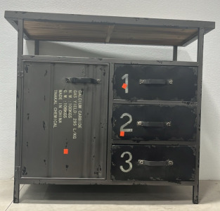 Metal Utility Cabinet With Wood Top Steel Gray (3&rsquo;x16&rsquo;32&rdquo;)