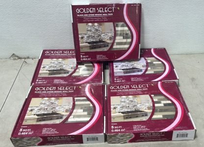 (5) Boxes Of Golden Select Glass And Stone Mosaic Wall Tiles