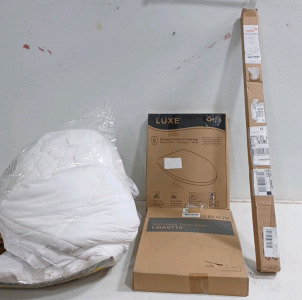 (1) COHOME All Season Queen Size Cooling Comforter，Fluffy Down Alternative Comforter - Quilted Duvet Insert with Corner Tabs - Luxury Soft Hotel Comforter - Reversible - Breathable - White (1) LUXE Bidet Elongated Comfort Fit Toilet Seat (1) Soft Close To